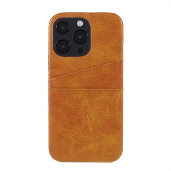 Täysin suojaavat kaksinkertaiset korttipaikat PU-nahalla päällystetty PC-kuori iPhone 13 Pro - Brown