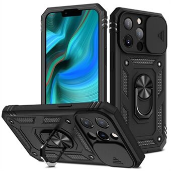 Pudotusta estävä, hyvin suojattu kameran liukusäädin, metallinen jalusta 3-in-1 TPU + PC-puhelimen suojakuori iPhone 13 Pro - Black