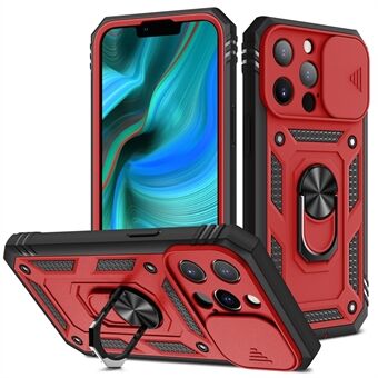 Pudotusta estävä, hyvin suojattu kameran liukusäädin, metallinen jalusta 3-in-1 TPU + PC-puhelimen suojakuori iPhone 13 Pro -  Red/Black