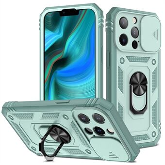 Pudotusta estävä, hyvin suojattu kameran liukusäädin, metallinen jalusta 3-in-1 TPU + PC-puhelimen suojakuori iPhone 13 Pro - Green