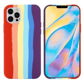 Rainbow Style pehmeä nestemäinen silikoni iskunkestävä suojakuori iPhone 13 Pro 6,1 tuumaa - punainen