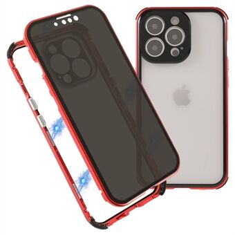 Anti- Spy kaksipuolinen karkaistu lasi + lukkosolki Design Magneettinen metallirunkoinen puhelinkotelo iPhone 13 Pro 6,1 tuumalle