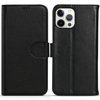 Litchi Texture Magnetic TPU Iskunkestävä aito nahkainen lompakkokotelo Folio Flip Stand Cover iPhone 13 Pro 6,1 tuumalle