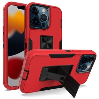 For iPhone 13 Pro 6.1 inch Shockproof PC + TPU Hybrid Phone Cover with Integrated Kickstand Car Mount Metal Sheet Case