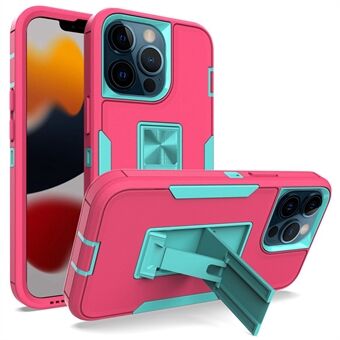 For iPhone 13 Pro 6.1 inch Shockproof PC + TPU Hybrid Phone Cover with Integrated Kickstand Car Mount Metal Sheet Case