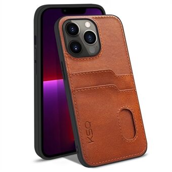 KSQ 002 Series for iPhone 13 Pro 6.1 inch Card Slots All-inclusive Protection Cell Phone Case PU Leather Coated PC+TPU Hybrid Shell