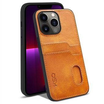 KSQ 002 Series for iPhone 13 Pro 6.1 inch Card Slots All-inclusive Protection Cell Phone Case PU Leather Coated PC+TPU Hybrid Shell