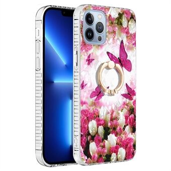 YB IMD Series-14 Ultra Slim TPU-puhelinkotelo Jalusta iPhone 13 Pro 6,1 tuuman, 2,0 mm:n kaksikerroksinen IMD IML-putoamisenestopuhelimen kansi sormustelineellä - Ring