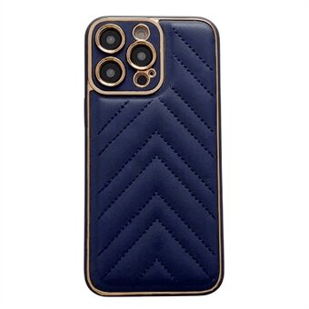 IPhone 13 Pro 6,1 tuuman V-muotoinen tikkauslinja Decor PU-nahkapäällysteinen TPU Scratch puhelinkuori Galvanoitu matkapuhelimen kansi