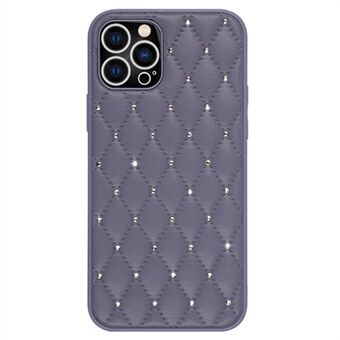 Suojakuori iPhone 13 Pro 6,1 tuumaa, tekojalokivi Decor Rhombus Texture PU Nahka+TPU Puhelimen kansi Iskunkestävä Takakuori