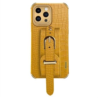 IPhone 13 Pro 6,1 tuuman Crocodile Texture Strap Kickstand puhelinkotelo Galvanoitu nahkapäällysteinen TPU-suojus