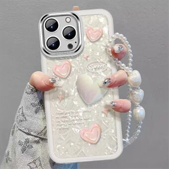 IPhone 13 Pro -matkapuhelimen suojakuorelle Heart Decor TPU-puhelinkotelolle Scratch kuori käsihihnalla