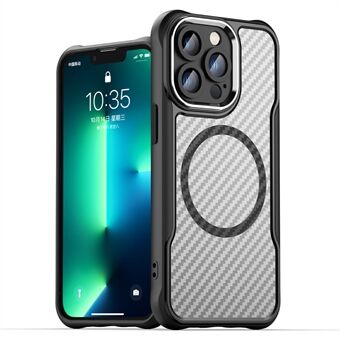 iPhone 13 Pro Magneettinen Puhelinkotelo TPU+PC Takakuori Hiilikuitukuviointi