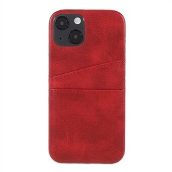 Monipuolinen suojattu nahkapäällysteinen PC Takakansi, jossa kaksinkertainen korttipaikka iPhone 13 mini - Red