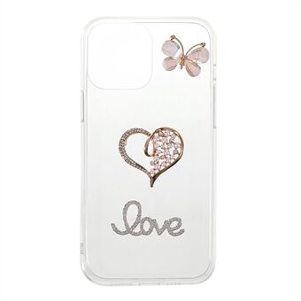 Tyylikäs Love muotoinen tarttuva Diamond Decor TPU -puhelinkotelo iPhone 13 minille 5,4 tuumaa