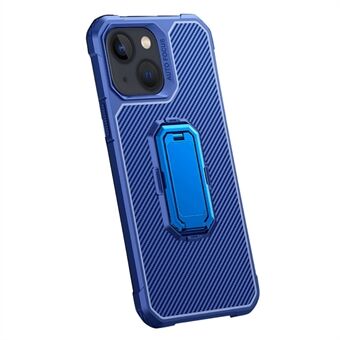 Piilotettu kokoontaittuva jalusta Design Hiilikuiturakenne TPU-matkapuhelimen suojakuori iPhone 13 minille 5,4 tuumaa