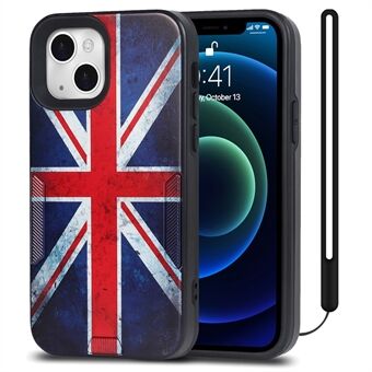 Kuviotulostus Linssisuoja TPU + PC-puhelimen suojakuori hihnalla iPhone 13 minille 5,4 tuumaa