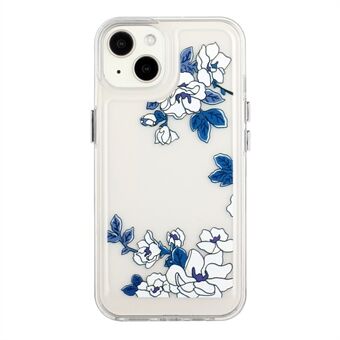 Flower Series for iPhone 13 mini 5.4 inch Acrylic+TPU Electroplated Metal Buttons Protector Flower Pattern Printed 2mm Thickened Shockproof Phone Case