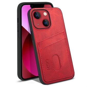 KSQ 003 Series for iPhone 13 mini 5.4 inch Shockproof Protective Case PU Leather Coated PC+TPU Hybrid Phone Shell with Card Slots