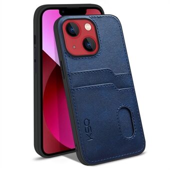 KSQ 002 Series for iPhone 13 mini 5.4 inch Anti-fall Shockproof Card Slots Phone Case PU Leather Coated PC+TPU Hybrid Shell