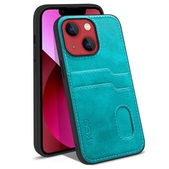 KSQ 002 Series for iPhone 13 mini 5.4 inch Anti-fall Shockproof Card Slots Phone Case PU Leather Coated PC+TPU Hybrid Shell