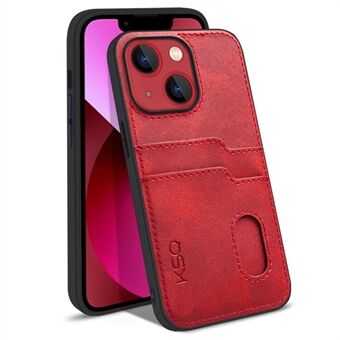 KSQ 002 Series for iPhone 13 mini 5.4 inch Anti-fall Shockproof Card Slots Phone Case PU Leather Coated PC+TPU Hybrid Shell