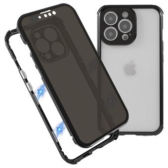 Iskunvaimennettu Anti- Spy kaksipuolinen karkaistu lasi + lukkosolki Design Magneettinen metallirunkoinen puhelinkotelo iPhone 13 Pro Max 6,7 tuumalle