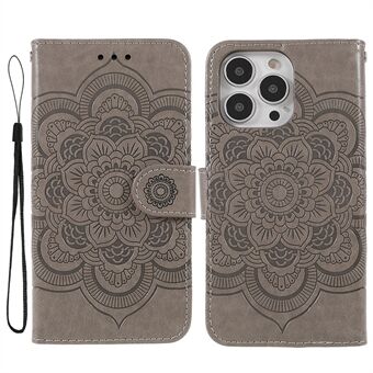 PU-nahkainen painatus Mandala Flower Phone Cover Stand Lompakkokotelo iPhone 13 Pro Max 6,7 tuumalle