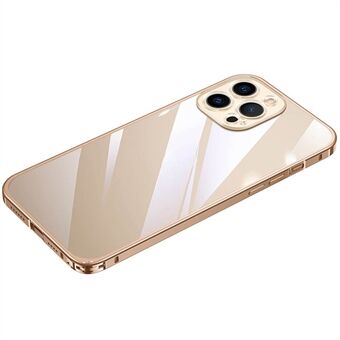 For iPhone 13 Pro Max 6.7 inch Luban Lock Phone Cover Fall Proof Transparent PC+Metal Hybrid Case