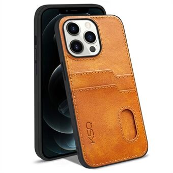 KSQ 002 Series for iPhone 13 Pro Max 6.7 inch Anti-scratch Card Slots Phone Case PU Leather Coated PC+TPU Hybrid Cover