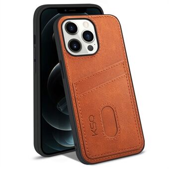 KSQ 003 Series for iPhone 13 Pro Max 6.7 inch Mobile Phone Case PU Leather Coated PC+TPU Hybrid Anti-fall Shell with Card Slots