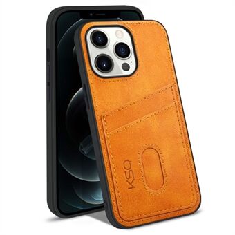 KSQ 003 Series for iPhone 13 Pro Max 6.7 inch Mobile Phone Case PU Leather Coated PC+TPU Hybrid Anti-fall Shell with Card Slots