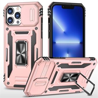 Sormenjälkiä estävä puhelimen takakuori iPhone 13 Pro Max 6,7 tuumalle, PC + TPU- Ring Kickstand Liukukameran kansi Matkapuhelimen kuori