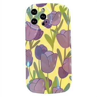 IPhone 13 Pro Max 6,7 tuuman iskunkestävälle haalistumista estävälle matkapuhelinkotelolle Blu-ray IMD Purple Tulip Pattern Joustava TPU-suojus