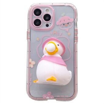 IPhone 13 Pro Max 6,7 tuuman Noctilucent Luminous 3D Squishy Duck Decor TPU -kotelolle Scratch puhelimen kansi