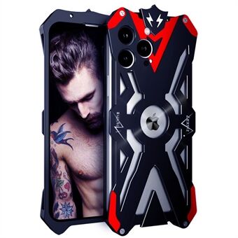 IPhone 13 Pro Max Protective Armor -kotelolle alumiiniseoksesta pudotussuojattu puhelimen kansi - musta/punainen