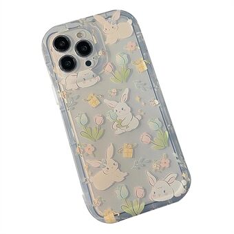 Kirkas puhelinkuori iPhone 13 Pro Max 6,7 tuuman sarjakuva Rabbit Flower Pattern TPU -kuori