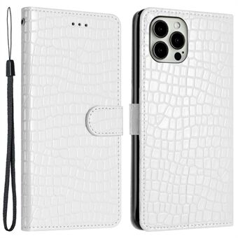 Puhelimen lompakkokotelo iPhone 13 Pro Max 6,7 tuumalle, Crocodile Texture Flip Shell PU-nahkainen Stand suojus käsihihnalla