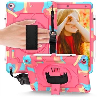 For iPad 10.2 (2021) 360 Degree  Swivel Kickstand Tablet Case PC + Silicone Anti-drop Protective Cover