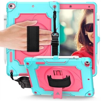 For iPad 10.2 (2021) 360 Degree  Swivel Kickstand Tablet Case PC + Silicone Anti-drop Protective Cover