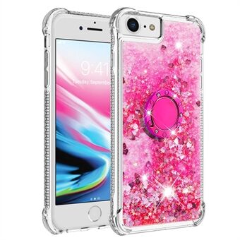 For iPhone SE (2022)/SE (2020)/6 4.7 inch/7 4.7 inch/8 4.7 inch YB Quicksand Series-7 Glitter Sequins Ring Kickstand TPU Phone Case Protective Cover