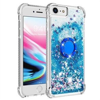 For iPhone SE (2022)/SE (2020)/6 4.7 inch/7 4.7 inch/8 4.7 inch YB Quicksand Series-7 Glitter Sequins Ring Kickstand TPU Phone Case Protective Cover