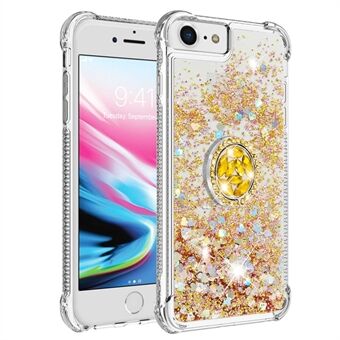 For iPhone SE (2022)/SE (2020)/6 4.7 inch/7 4.7 inch/8 4.7 inch YB Quicksand Series-7 Glitter Sequins Ring Kickstand TPU Phone Case Protective Cover