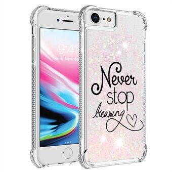 For iPhone SE (2022)/SE (2020)/6 4.7 inch/7 4.7 inch/8 4.7 inch YB Quicksand Series-2 Reinforced Corner Pattern Printing Glitter TPU Phone Case Cover