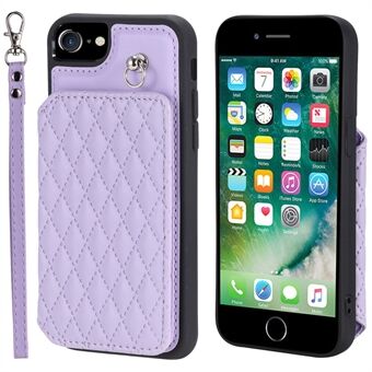 Style 008 puhelimen suojakuori iPhone 6 / 6s / 7 / 8 / SE (2020) / SE (2022), PU-nahka + TPU RFID-esto Putoamisenkestävä Kickstand-kuori rannehihnalla