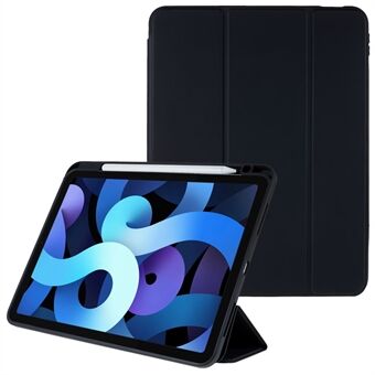 For iPad Air (2022)/(2020) Magnetic Detachable Skin-touch PU Leather Tablet Case with Trifold Stand and Camera Lens Frame