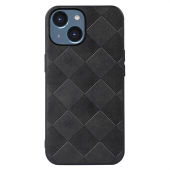 Well Protection -puhelinkotelo iPhone 14:lle 6,1 tuuman Grid Texture Kulumisenkestävä Iskunkestävä PU-nahkapäällystetty TPU + PC-suojus