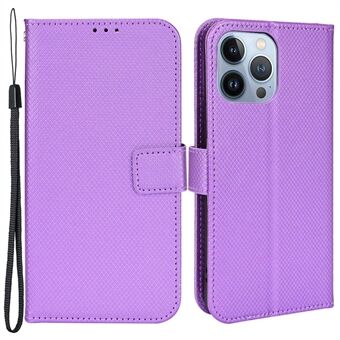 IPhone 14:lle 6,1 tuuman Scratch Diamond Texture Wallet Nahkakotelo Stand Iskunvaimennus puhelimen suojus magneettilukolla