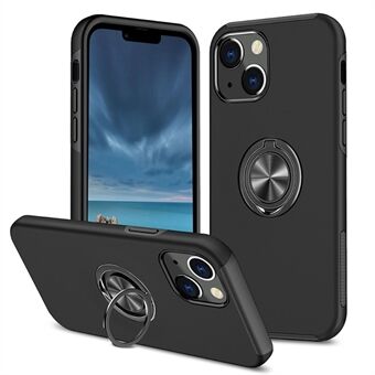 IPhone 14:lle 6,1 tuuman kova PC + Soft TPU kaksikerroksinen suojakotelo Ring autokiinnitys Kickstand suojaava puhelimen kansi