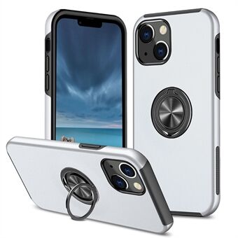 IPhone 14:lle 6,1 tuuman kova PC + Soft TPU kaksikerroksinen suojakotelo Ring autokiinnitys Kickstand suojaava puhelimen kansi